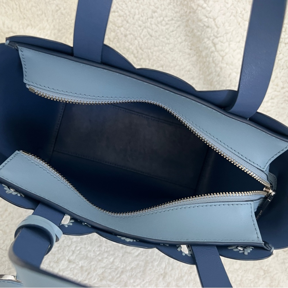 Kate Spade Magnolia Street Eyelet Mini Mina Light Blue Leather Purse, beautiful - Picture 7 of 16